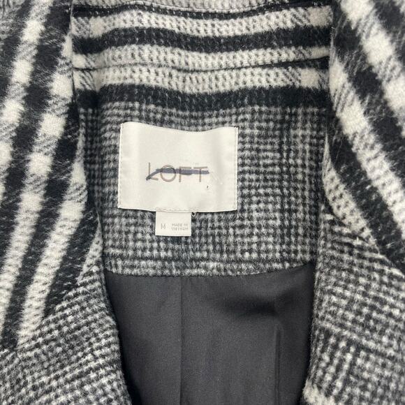 Ann Taylor LOFT Plaid Wool Double Breasted Coat Black White Size M - Picture 12 of 12
